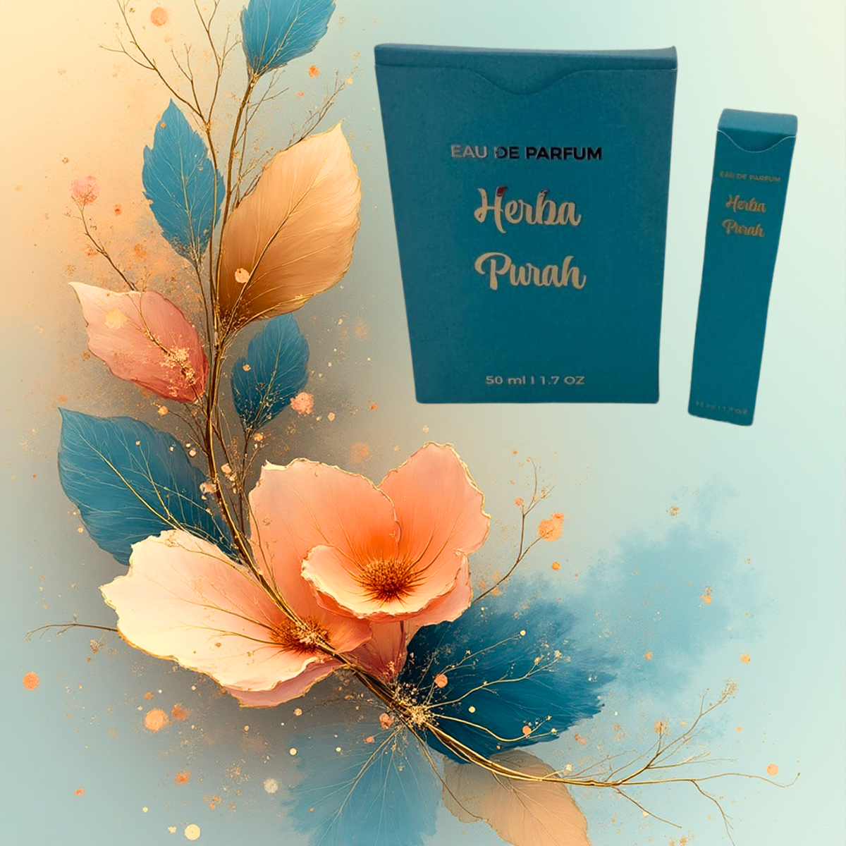 Perfume Herba Purah 50 ml com caixa azul Candela Aromas