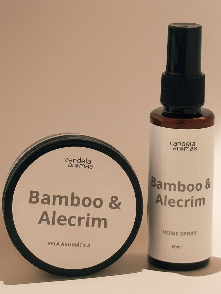 Kit Bamboo & Alecrim com vela e home spray