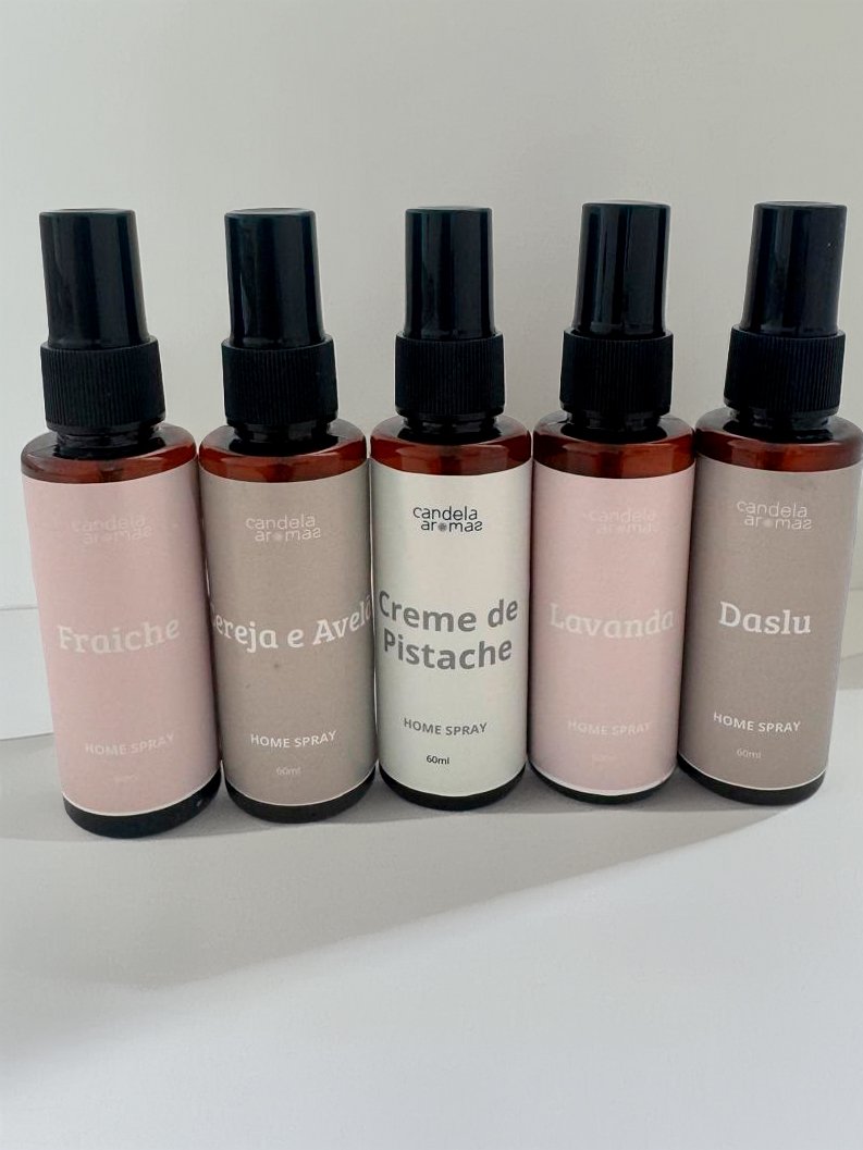 Conjunto de 5 Home Sprays Candela Aromas em tons pastéis