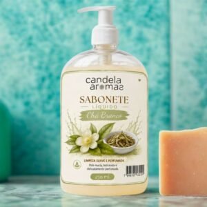 cha branco (2) Sabonete líquido de chá branco Candela Aromas 250 ml com válvula pump.