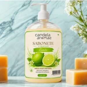 limao (3) Sabonete líquido de limão Candela Aromas 250 ml com válvula pump.