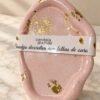 Bandeja Decorativa Rosa com Folhas de Ouro